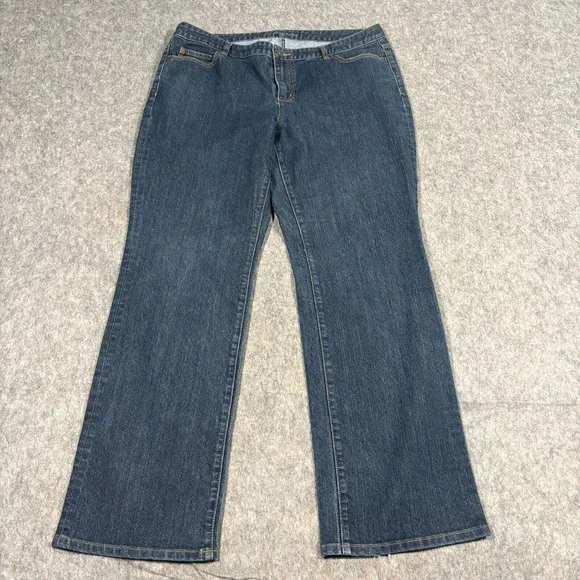 Michael Kors Women's Bootcut Jeans Size 16W Blue Denim Dark Wash High Waist Pant - Picture 1 of 9